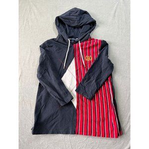 Tommy Hilfiger Sweater Womens M Blue Striped Pullover Long Sleeves Hoodie Ladies